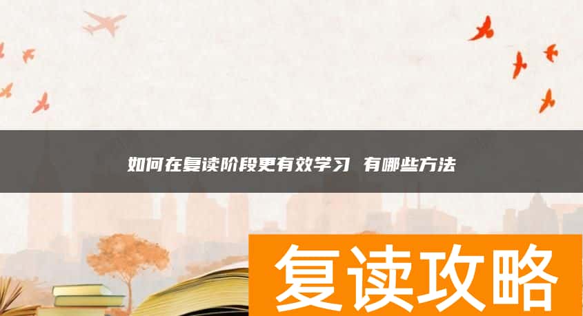 如何在复读阶段更有效学习 有哪些方法